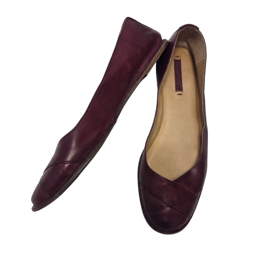 Frye Ember Cross Ballet Flats Women’s 9M Burgundy Leather Slip On Shoes
